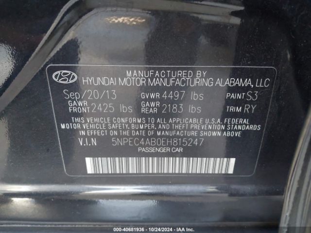 5NPEC4AB0EH815247 Hyundai Sonata Limited 2.0t