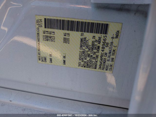 1N4AA5AP9EC489665 Nissan Maxima 3.5 S/3.5 Sv