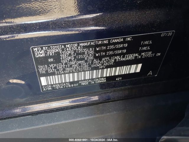 2T3A1RFV1LC121663 Toyota Rav4 Xle Premium