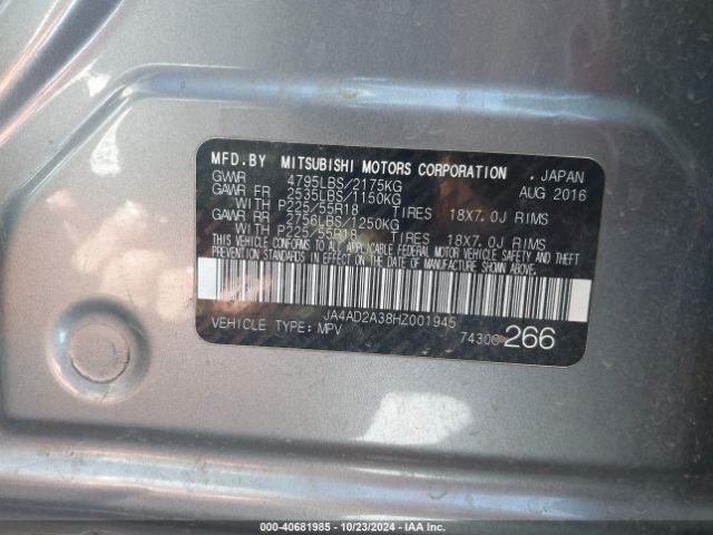 JA4AD2A38HZ001945 Mitsubishi Outlander Es
