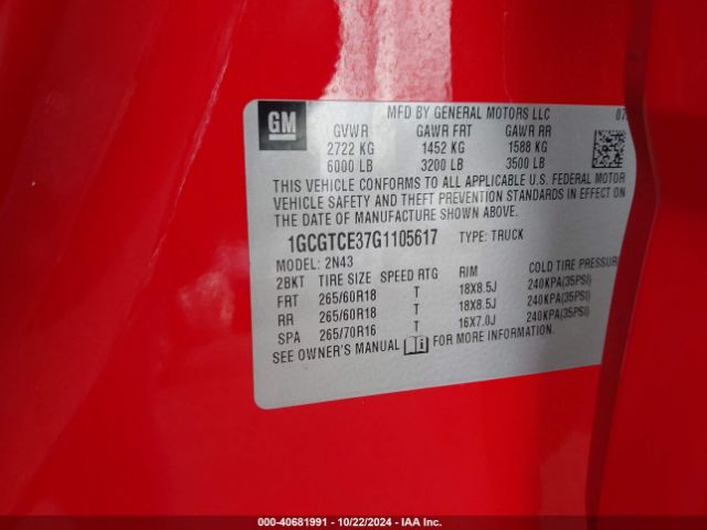 1GCGTCE37G1105617 Chevrolet Colorado Lt