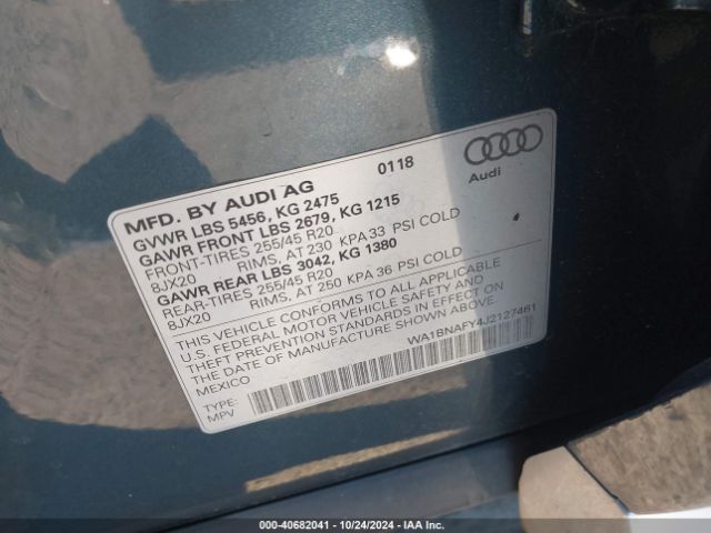 WA1BNAFY4J2127461 Audi Q5 2.0t Premium/2.0t Tech Premium