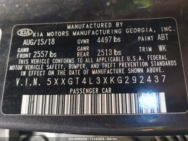 5XXGT4L3XKG292437 KIA Optima Lx