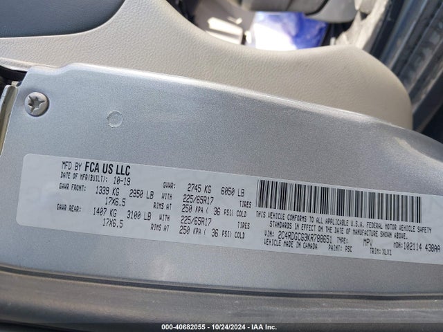 2C4RDGCG3KR788651 Dodge Grand Caravan Sxt