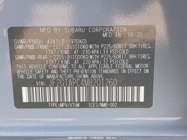 JF2GTAPC4M8201260 Subaru Crosstrek Premium