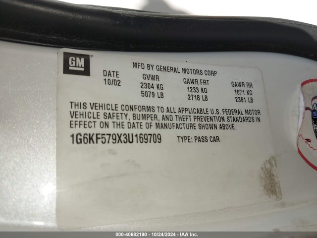 2003 CADILLAC DEVILLE 1G6KF579X3U169709 Photo 8