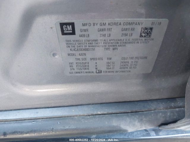 KL4CJESB3KB831791 Buick Encore Awd Preferred