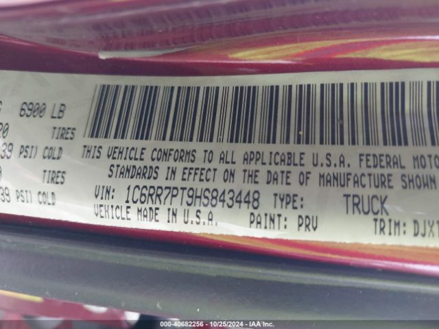 1C6RR7PT9HS843448 RAM 1500 Longhorn  4x4 5'7 Box