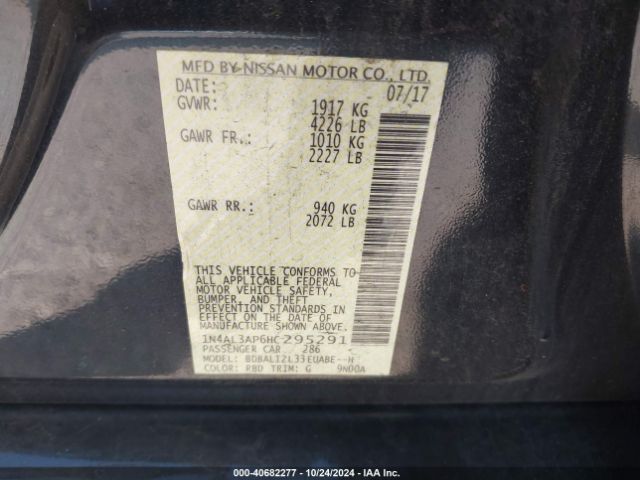 1N4AL3AP6HC295291 Nissan Altima 2.5 Sv
