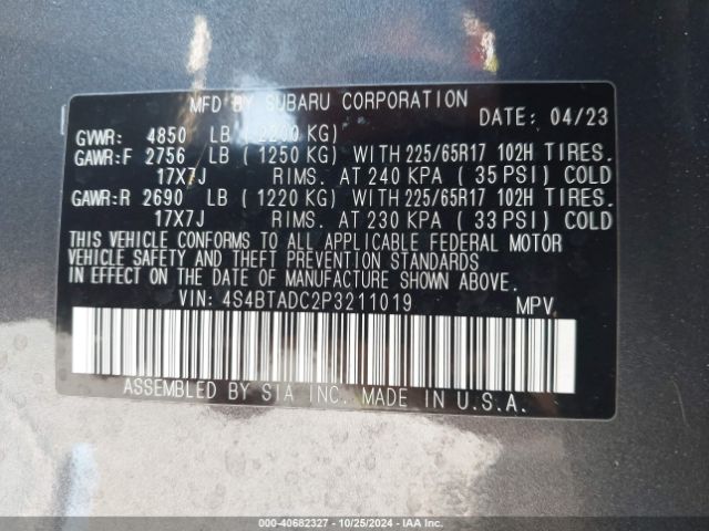 4S4BTADC2P3211019 Subaru Outback Premium