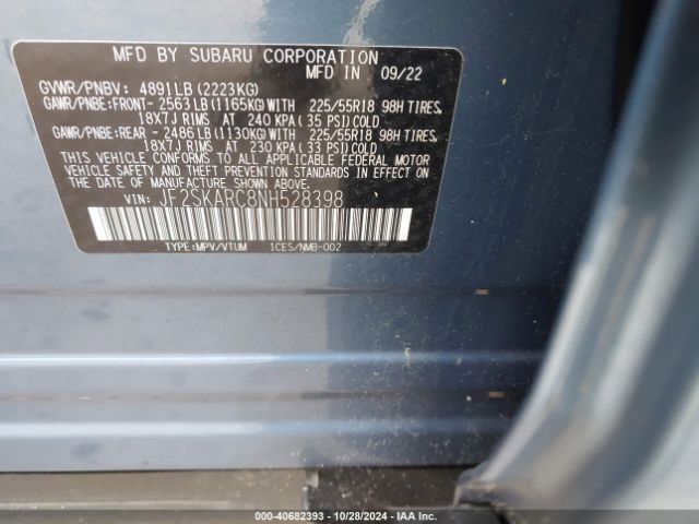 JF2SKARC8NH528398 Subaru Forester Touring
