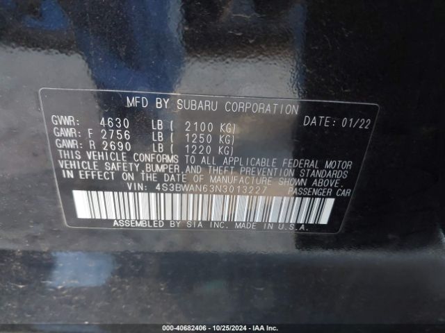4S3BWAN63N3013227 Subaru Legacy Limited