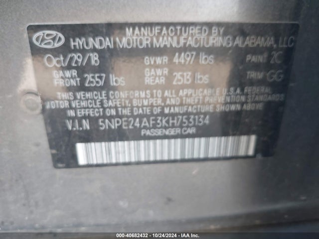 Hyundai SONATA SE 2019 5NPE24AF3KH753134 Image 9