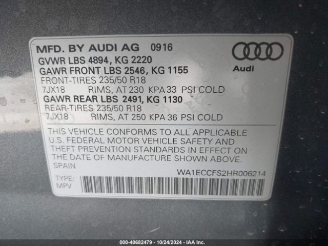WA1ECCFS2HR006214 Audi Q3 2.0t Premium