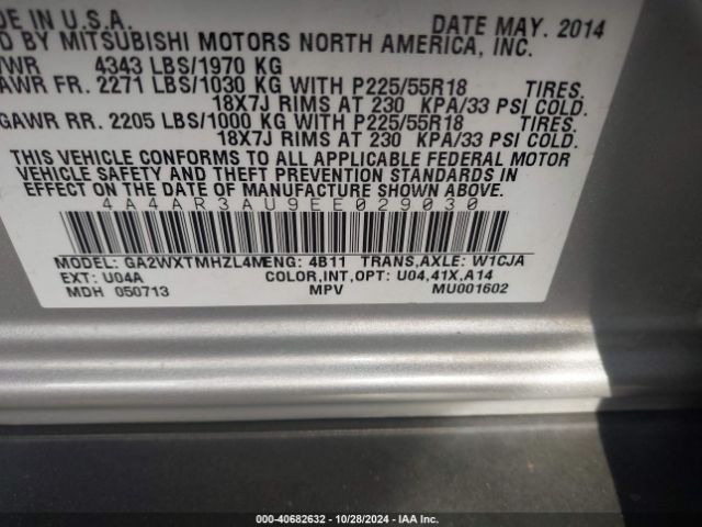 2014 MITSUBISHI OUTLANDER SPORT 4A4AR3AU9EE029030 Photo 8