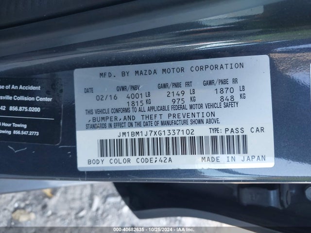 JM1BM1J7XG1337102 Mazda Mazda3 I Sport