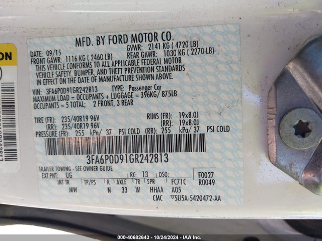 Ford Fusion Titanium 2016 3FA6P0D91GR242813 Image 9