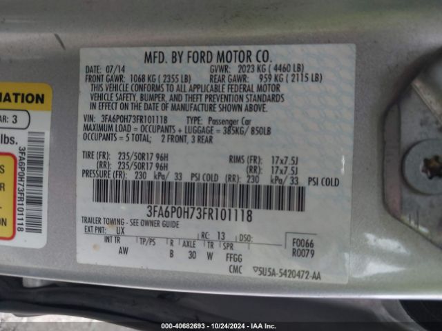 3FA6P0H73FR101118 Ford FUSION SE