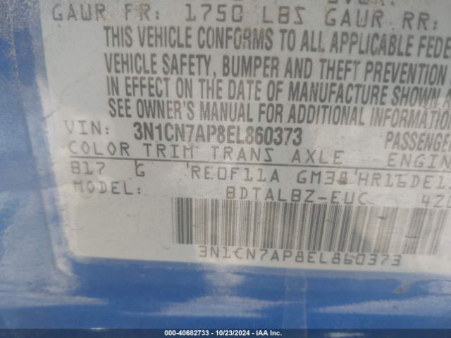 3N1CN7AP8EL860373 Nissan Versa 1.6 Sv