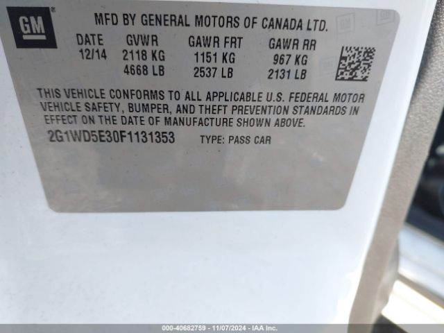 2G1WD5E30F1131353 Chevrolet IMPALA LIMITED POLICE