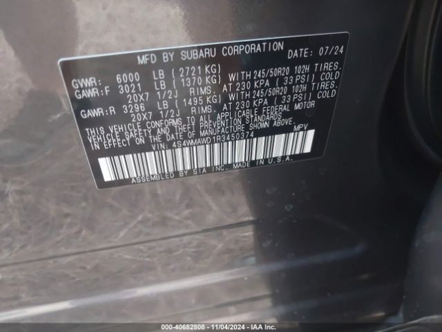 4S4WMAWD1R3450374 Subaru Ascent Touring 7-passenger