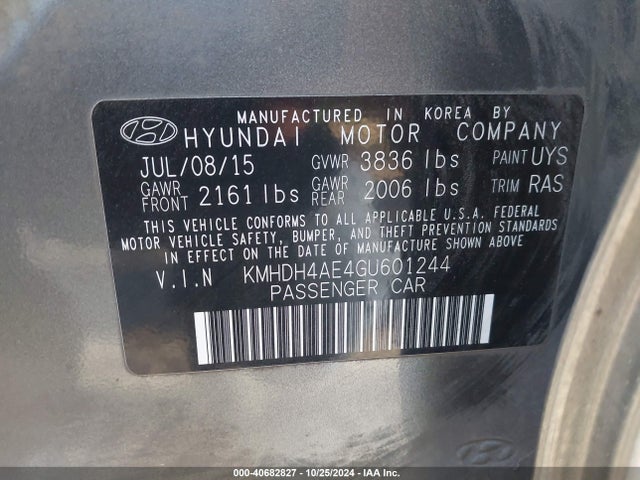 Hyundai ELANTRA SE 2016 KMHDH4AE4GU601244 Image 9