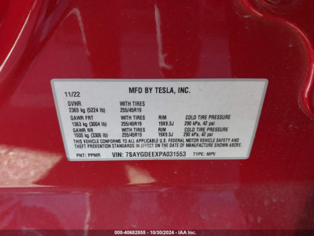7SAYGDEEXPA031553 Tesla Model Y Awd/long Range Dual Motor All-wheel Drive