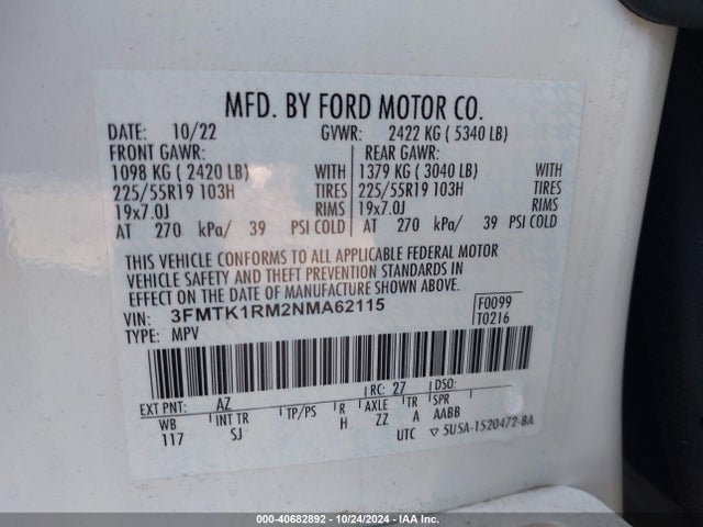 Ford Mustang Mach-e Select 2022 3FMTK1RM2NMA62115 Image 9