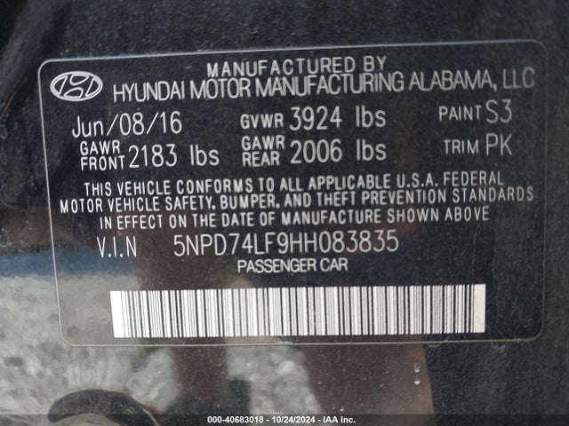 Hyundai ELANTRA SE 2017 5NPD74LF9HH083835 Image 9