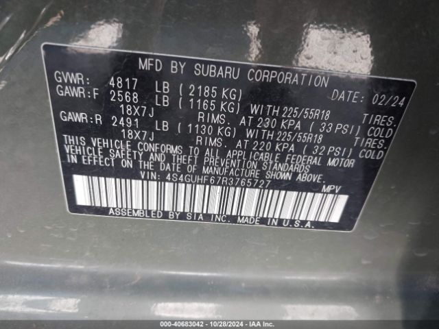 4S4GUHF67R3765727 Subaru Crosstrek Sport