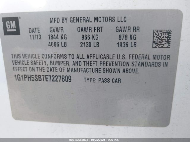 1G1PH5SB7E7227809 Chevrolet Cruze Eco Auto