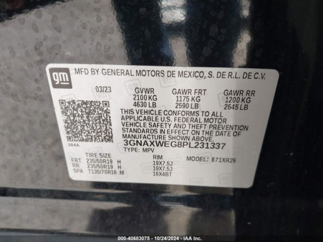 3GNAXWEG8PL231337 Chevrolet Equinox Awd Rs