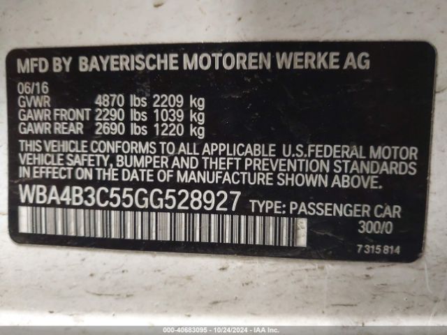 WBA4B3C55GG528927 BMW 435i Gran Coupe Xdrive
