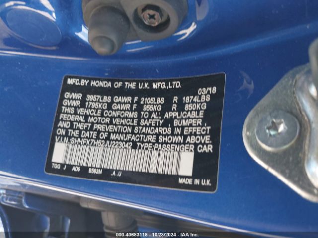 SHHFK7H52JU223042 Honda CIVIC EX