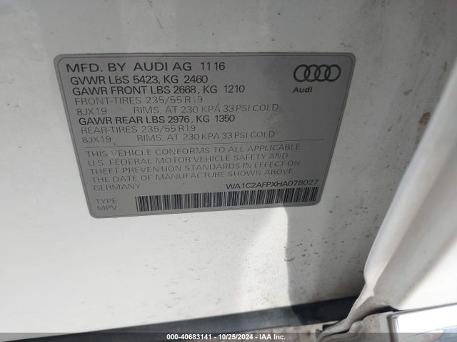Audi Q5 2.0t Premium 2017 WA1C2AFPXHA078027 Image 9