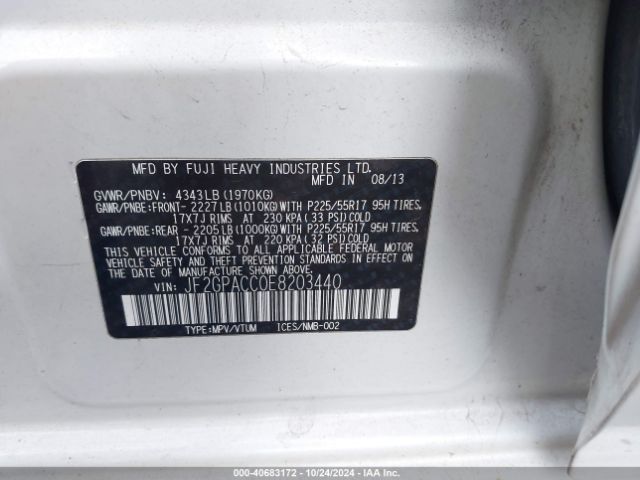 JF2GPACC0E8203440 Subaru Xv Crosstrek 2.0i Premium