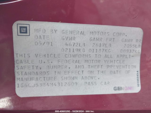 1991 CADILLAC DEVILLE 1G6CD53B4M4312609 Photo 8
