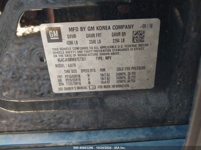 KL4CJASB9KB757351 Buick Encore Fwd Preferred