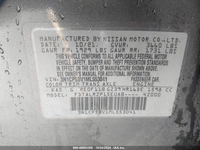 Nissan Kicks S Xtronic Cvt 2021 3N1CP5BV1ML553041 Image 9