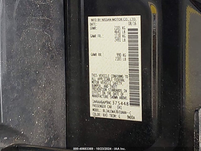 Nissan Maxima 3.5 Sl 2017 1N4AA6AP9HC375448 Image 9