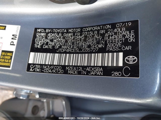 Toyota COROLLA SE 2020 JTDP4RCE5LJ035727 Image 9