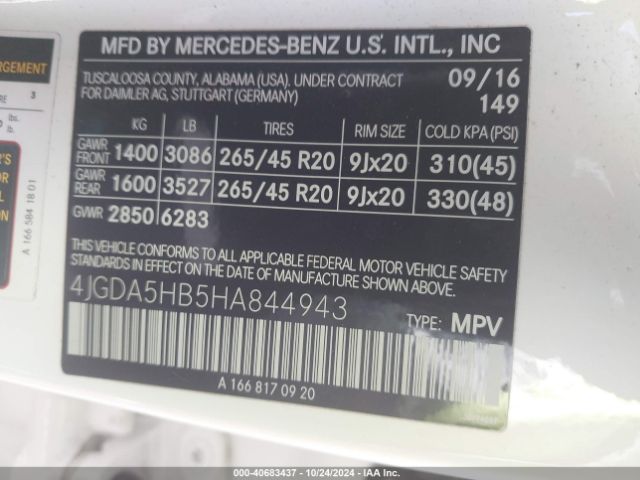 4JGDA5HB5HA844943 Mercedes-Benz Gle 350 4matic