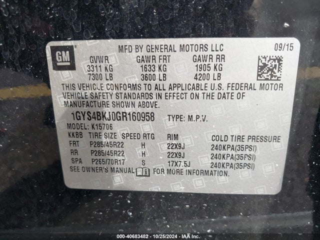 1GYS4BKJ0GR160958 Cadillac Escalade Luxury Collection