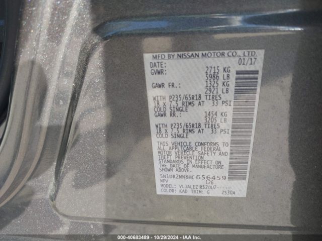 5N1DR2MN8HC656459 Nissan Pathfinder Sv