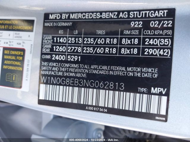 W1N0G8EB3NG062813 Mercedes-Benz Glc 300 4matic Suv