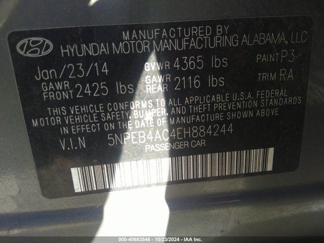 Hyundai SONATA GLS 2014 5NPEB4AC4EH884244 Image 9