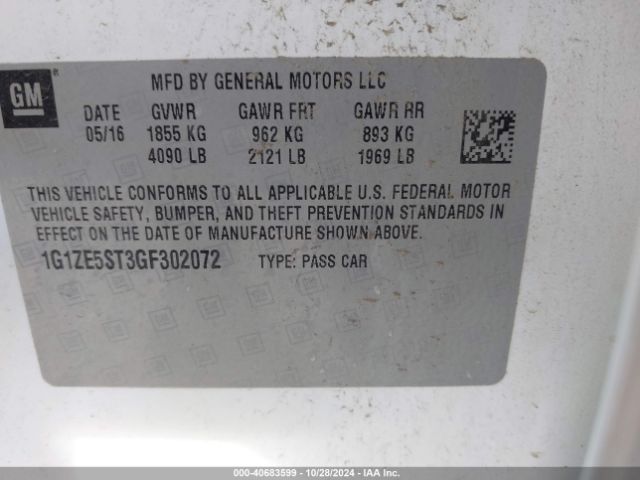 1G1ZE5ST3GF302072 Chevrolet MALIBU 1LT