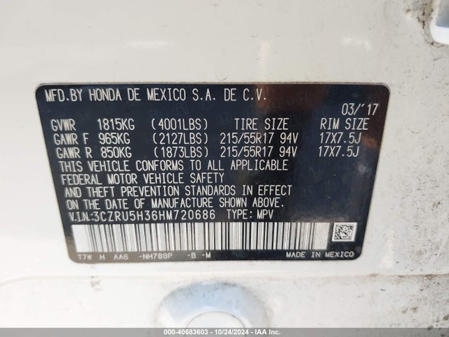 Honda HR-V LX 2017 3CZRU5H36HM720686 Image 9