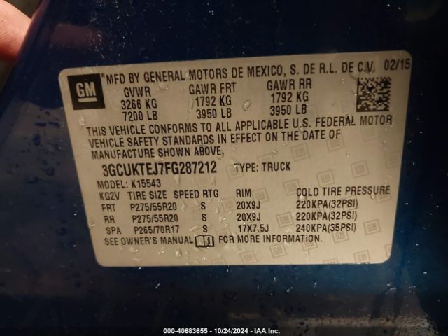 3GCUKTEJ7FG287212 Chevrolet Silverado 1500 High Country