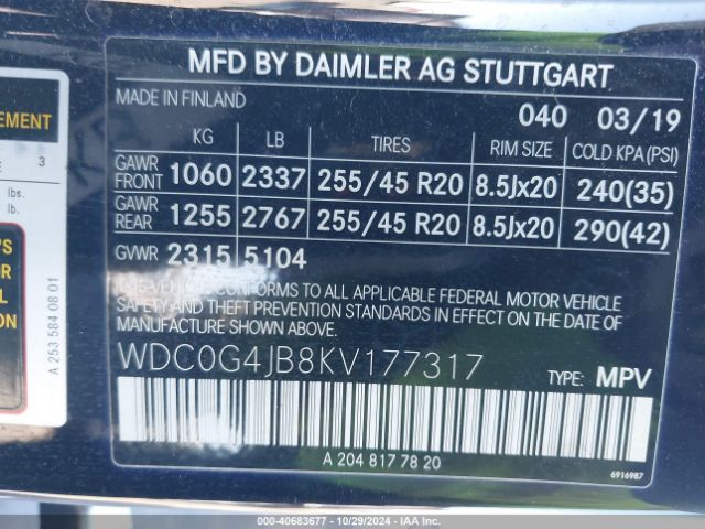 WDC0G4JB8KV177317 Mercedes-Benz GLC 300